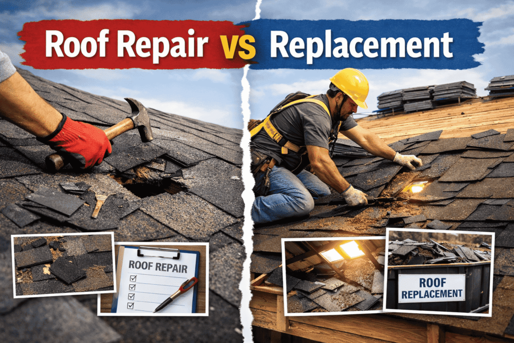 Roof Repair vs. Full Replacement Roof Repair vs Replacement